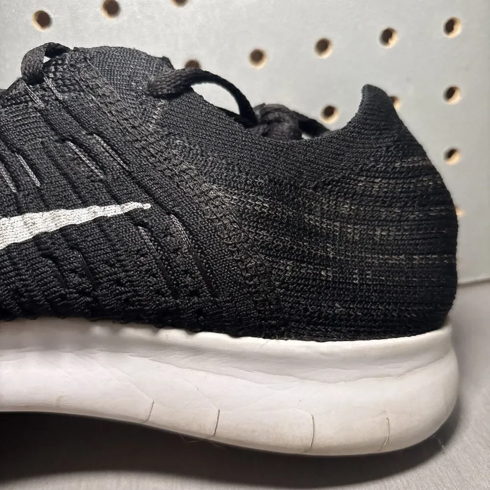 Nike Free RN Flyknit Running Shoes Mens Sz 9.5 Black/White Sneakers 831069-001